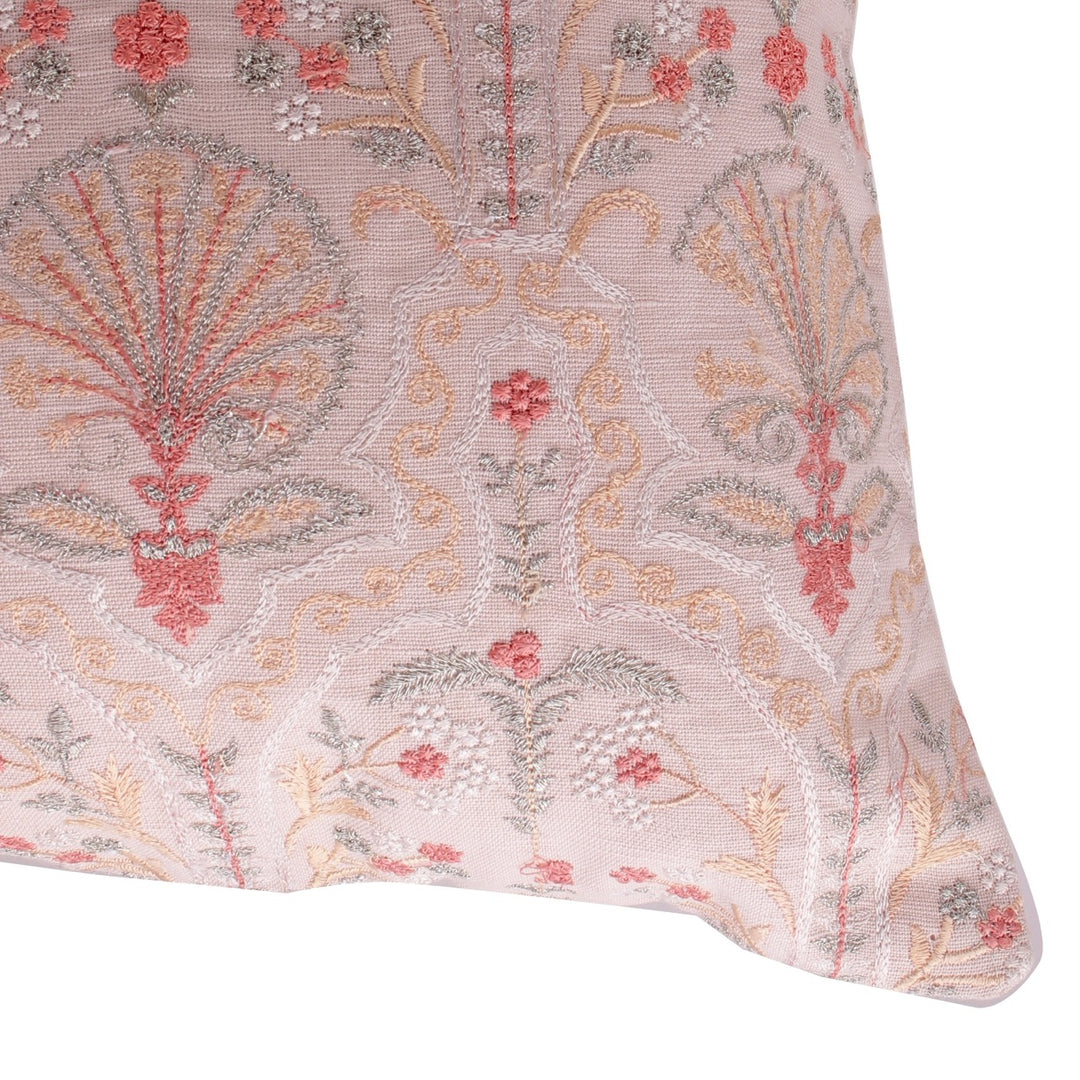 Silkroute Cream Mediterranean Floral Embroidered Cushion Cover