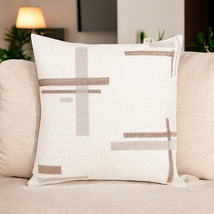 Zenith Weave Embroidered Cushion Cover (16 inch x 16 inch)