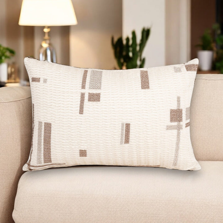 Zenith Weave Embroidered Cushion Cover (12 inch x 18 inch)