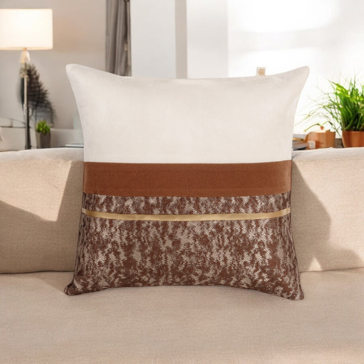 Aura Brass Leather Cushion Cover (16 inch x 16 inch)