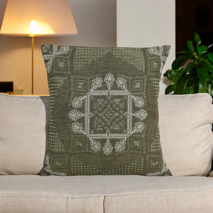 Glade Geometric Embroidered Cushion Cover (16 inch x 16 inch)