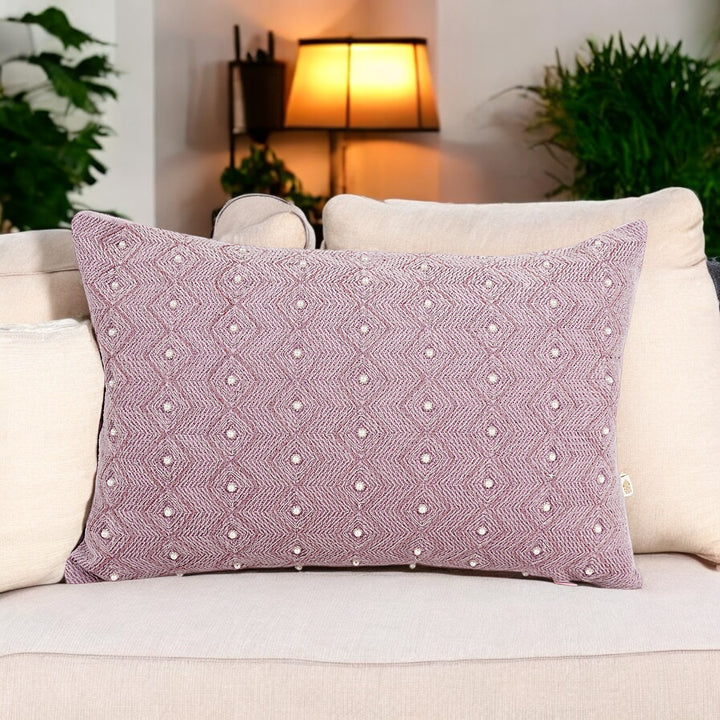 Liora Pearl Velvet Embroidered Cushion Cover (12 inch x 18 inch)