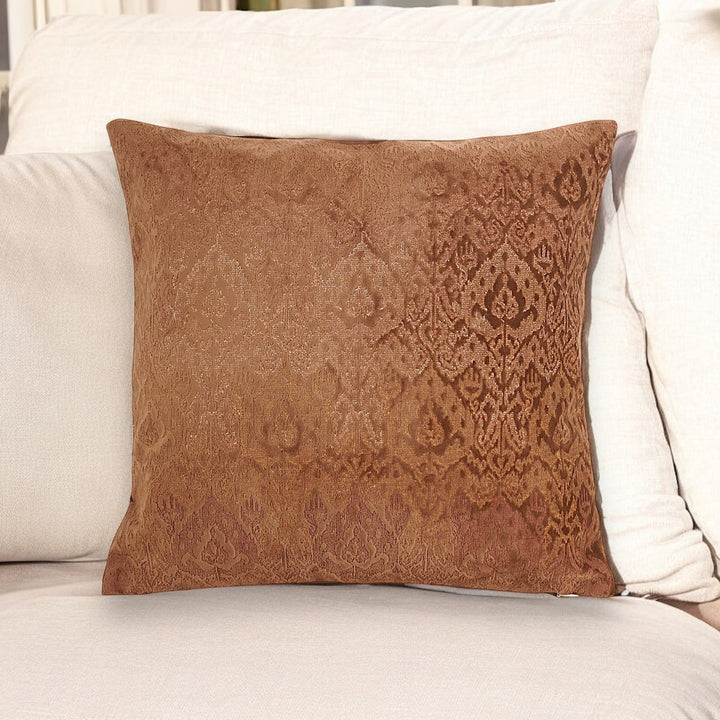 Ikatta Chocolate Velvet Embroidered Cushion Cover (16 inch x 16 inch)