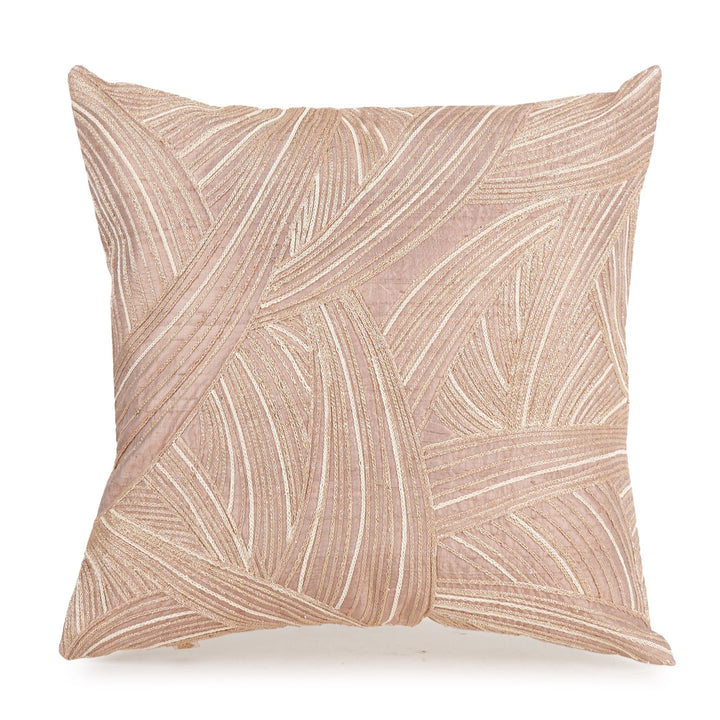 Beige Solace Raw Silk Embroidered Cushion Cover (16 inch x 16 inch) - KHAABKA