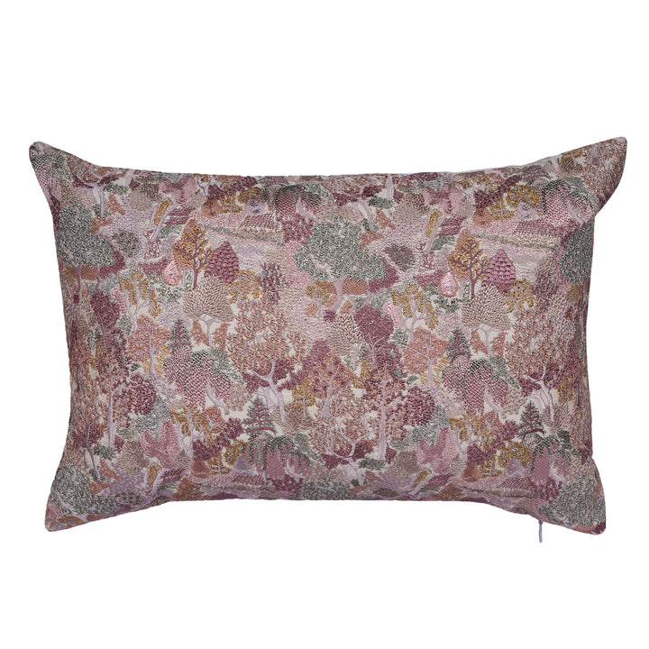 Bloom Florale Silk Embroidered Cushion Cover (12 inch x 18 inch) - KHAABKA
