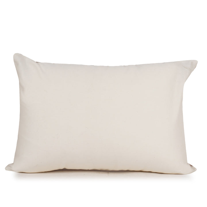 Chocolate Solace Raw Silk Embroidered Cushion Cover (12 inch x 18 inch) - KHAABKA