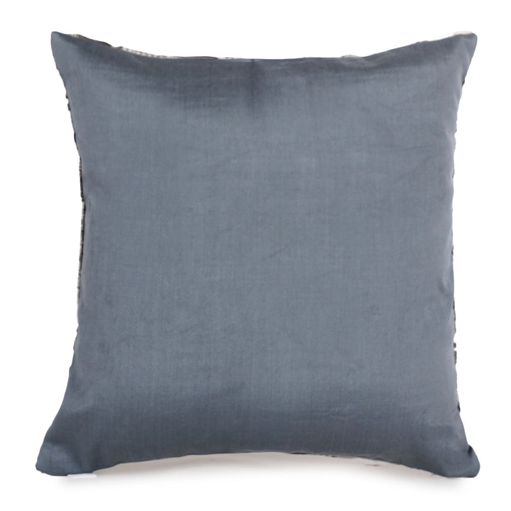 Cream Ash Printed Pintuck Embroidered Cushion Cover (16 inch x 16 inch) - KHAABKA