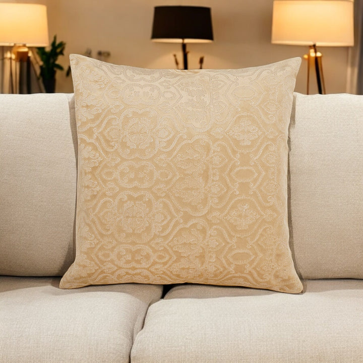 Ember Tatami Velvet Embroidered Cushion Cover (16 inch x 16 inch) - KHAABKA