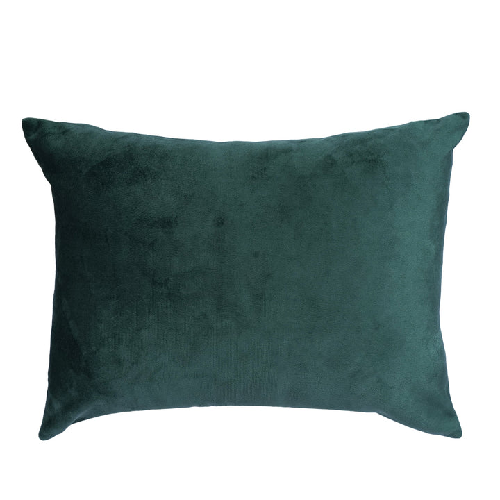 Flakegold Emerald Velvet Embroidered Cushion Cover (12 inch x 18 inch) - KHAABKA