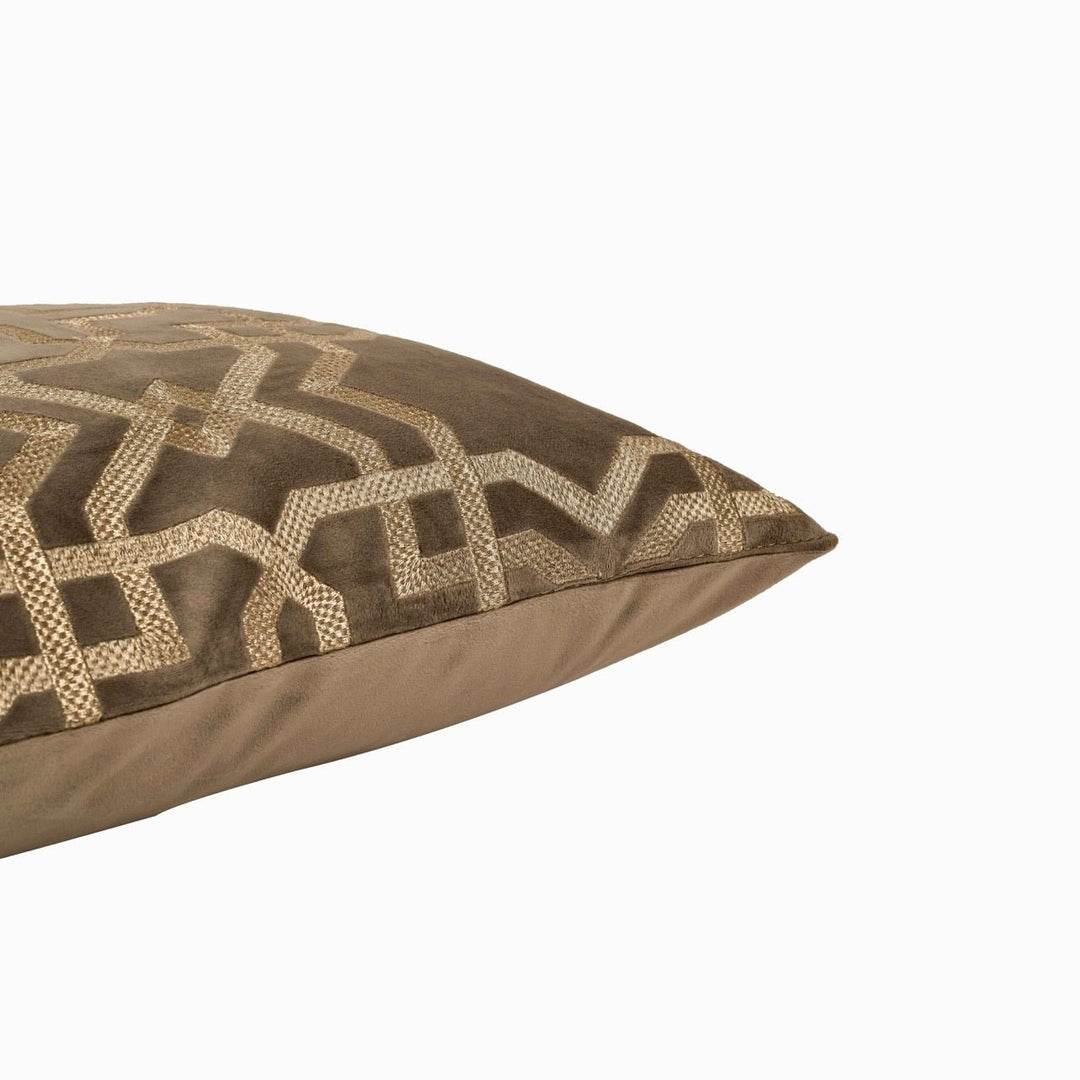 Fursat Grey Velvet Metallic Embroidered Cushion Cover (16 inch x 16 inch) - KHAABKA
