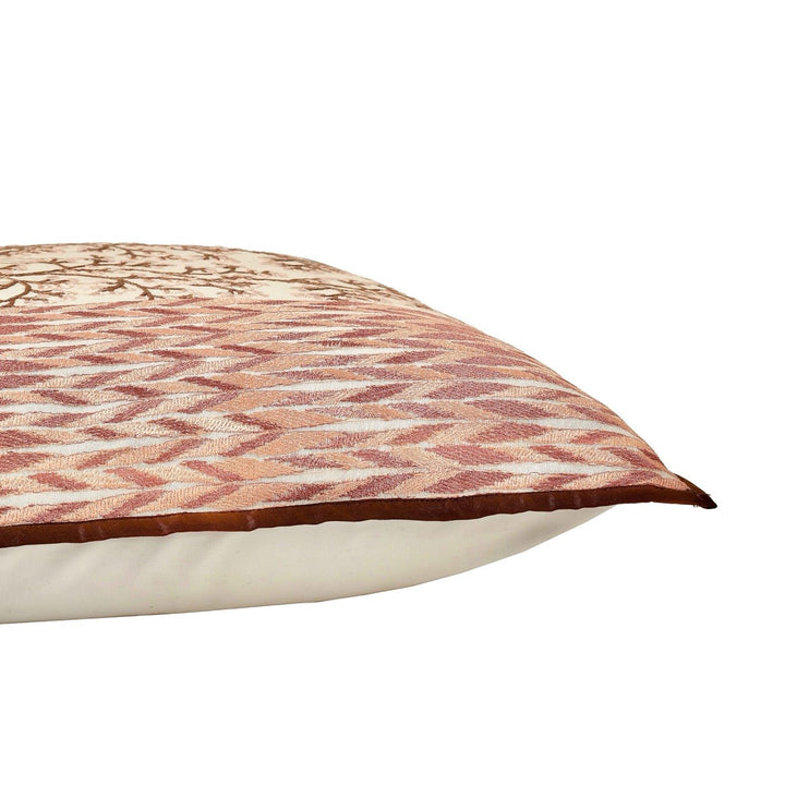 Fursat Ivory Orchard Embroidered Cushion Cover (16 inch x 16 inch) - KHAABKA