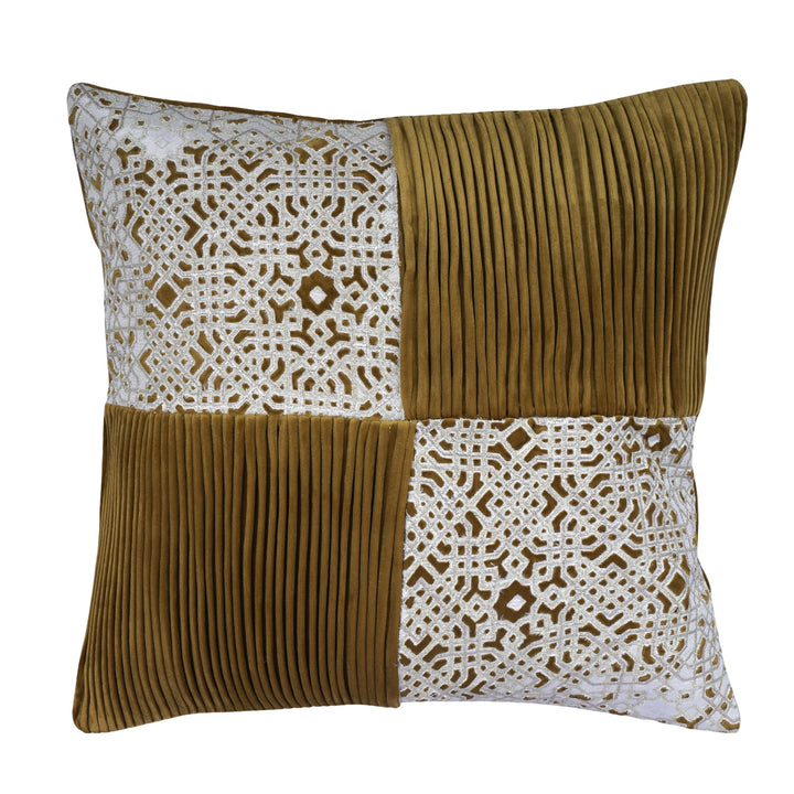 Limea Pintuck Velvet Embroidered Cushion Cover (16 inch x 16 inch) - KHAABKA