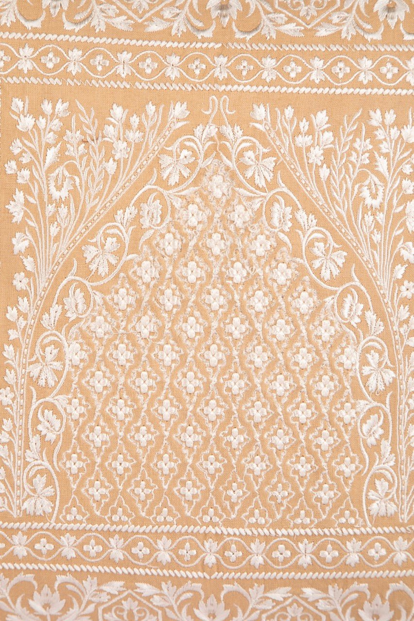 Meher Mehrab Cotton Linen Embroidered Cushion Cover (16 inch x 16 inch) - KHAABKA
