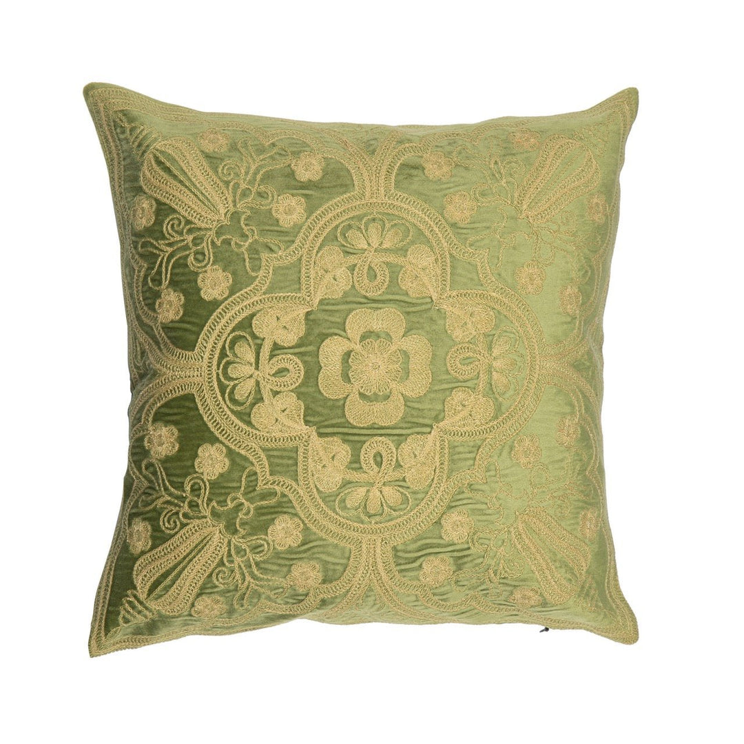 Shaakh Dori Velvet Embroidered Cushion Cover (16 inch x16 inch) - KHAABKA