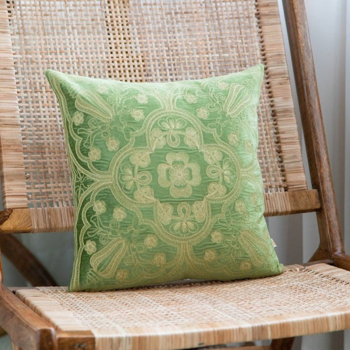 Shaakh Dori Velvet Embroidered Cushion Cover (16 inch x16 inch) - KHAABKA