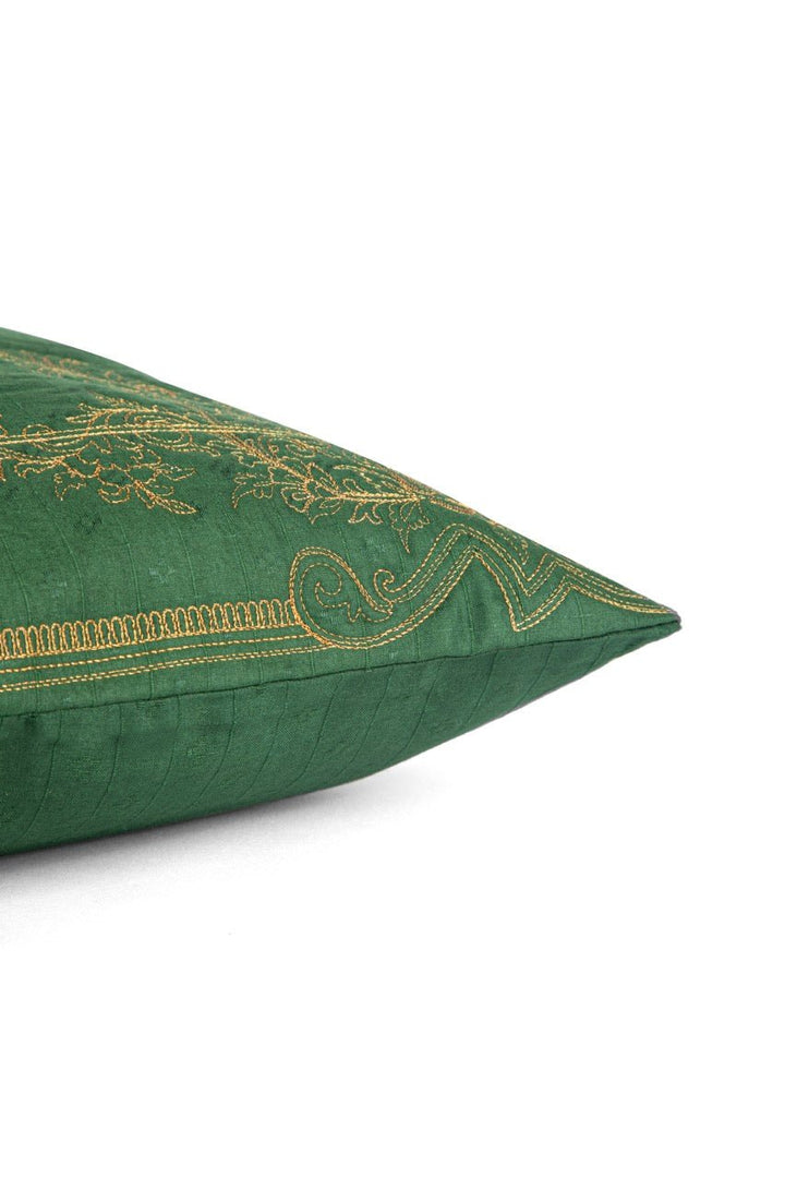 Shaakh Geometric Zari Silk Embroidered Cushion Cover (16 inch x 16 inch) - KHAABKA