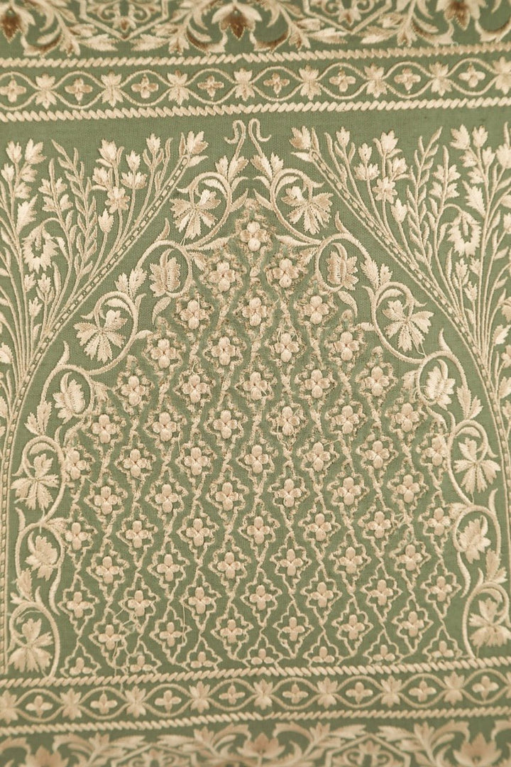 Shaakh Mehrab Cotton Linen Embroidered Cushion Cover (16 inch x 16 inch) - KHAABKA