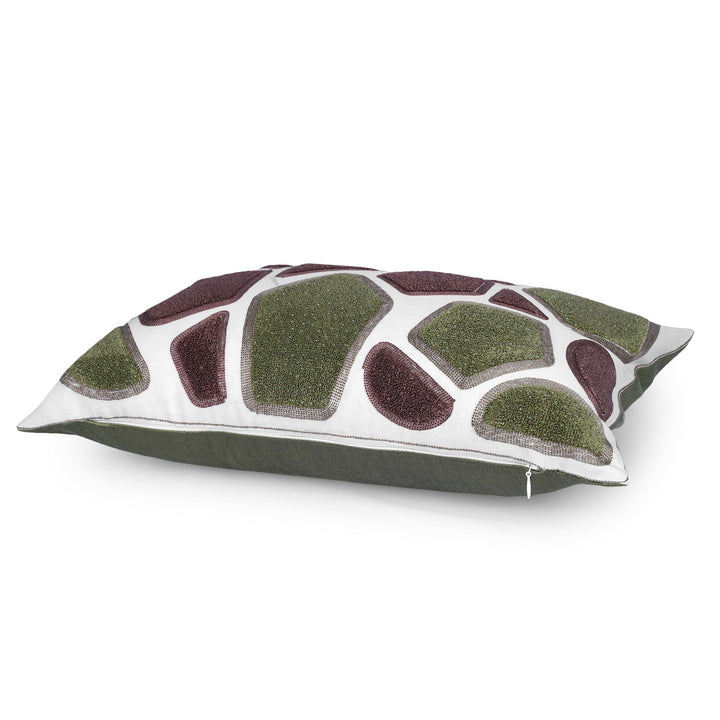 Tessellate Towel Embroidered Cushion Cover (12 inch x 18 inch) - KHAABKA