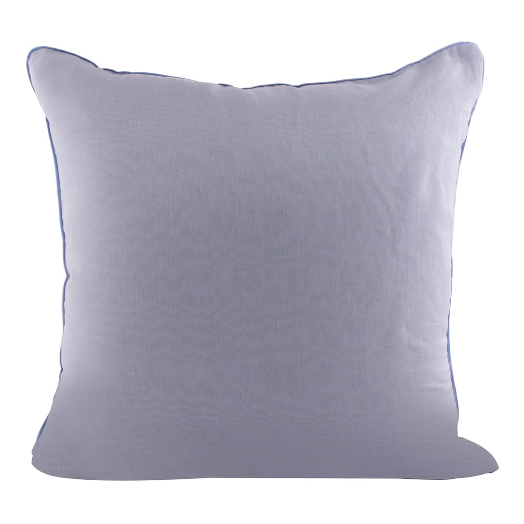 Tehzeeb White Embroidered Cotton Linen Cushion Cover - KHAABKA