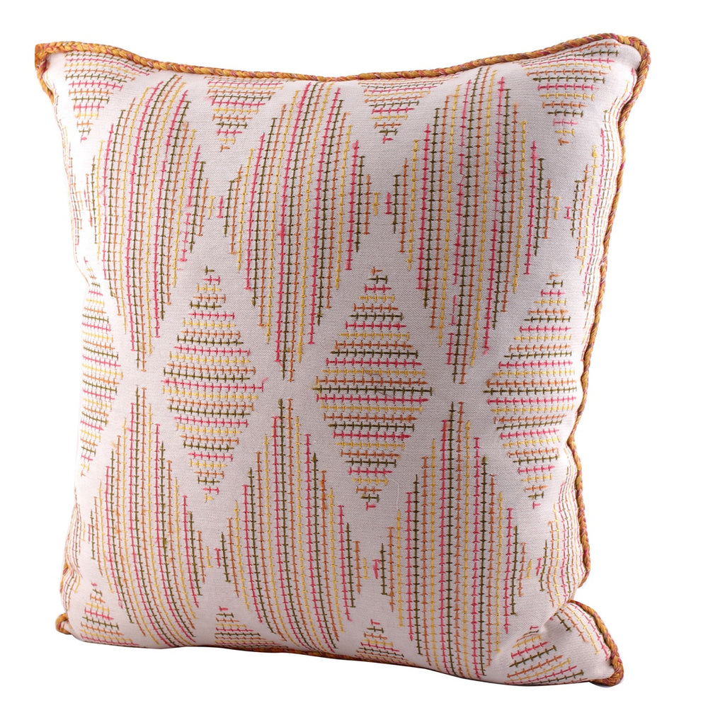 Tehzeeb Geometrical Off White Cotton Linen Cushion Cover - KHAABKA