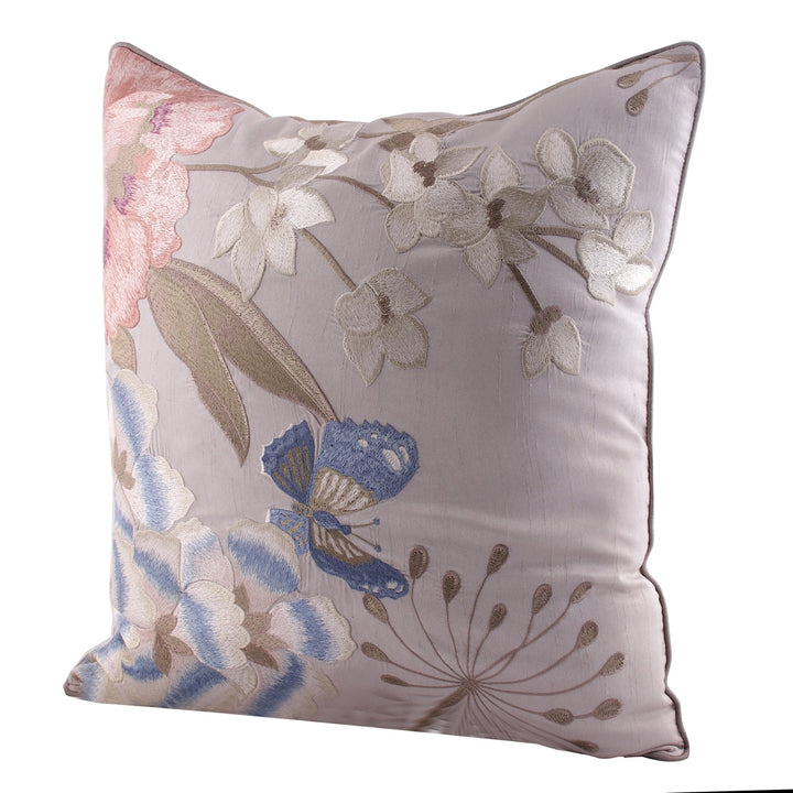 Silkroute Silk Butterfly Embroidery Cushion Cover - KHAABKA