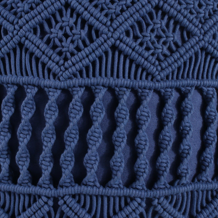 Dilkash Blue Crochet Handicrafted Cotton Cushion Cover - KHAABKA