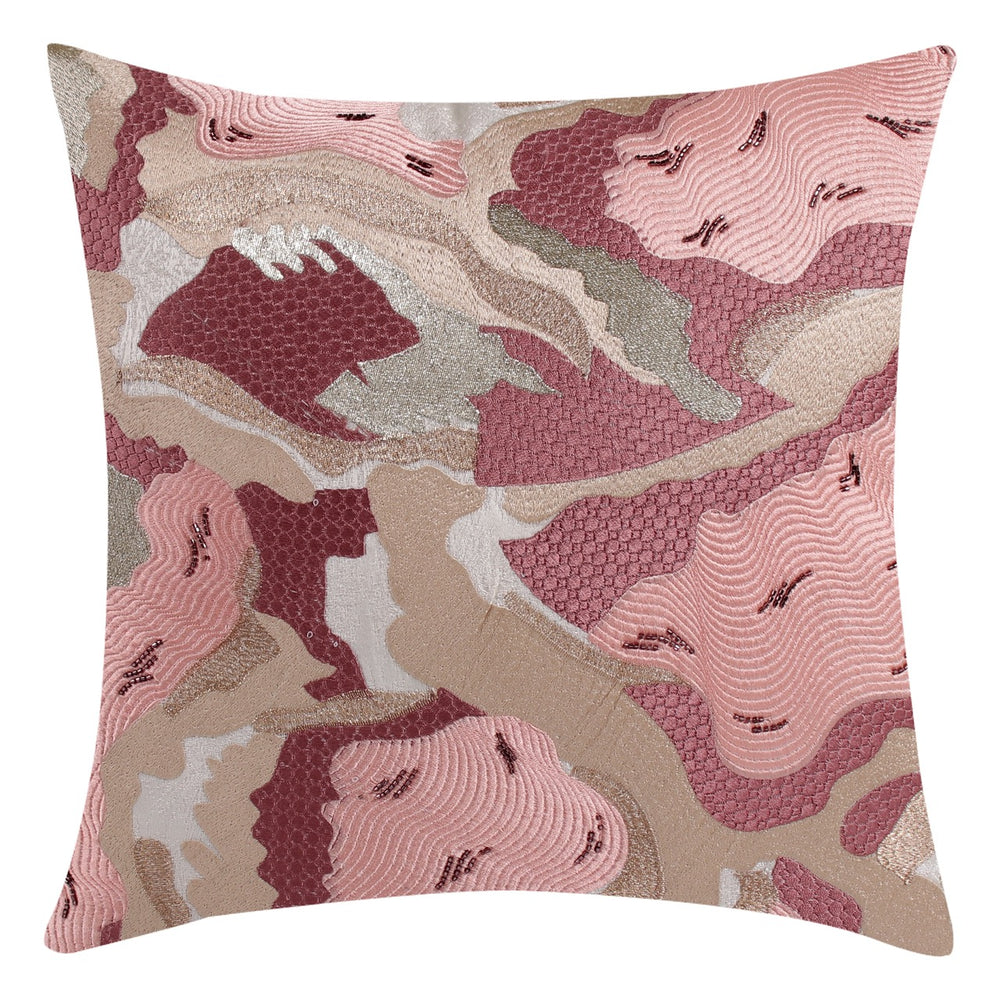 Dilkash Pink Cotton Linen Embroidered Cushion Cover - KHAABKA