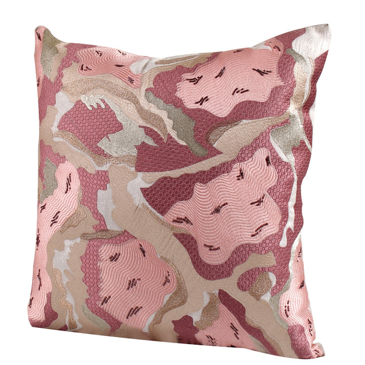 Dilkash Pink Cotton Linen Embroidered Cushion Cover - KHAABKA