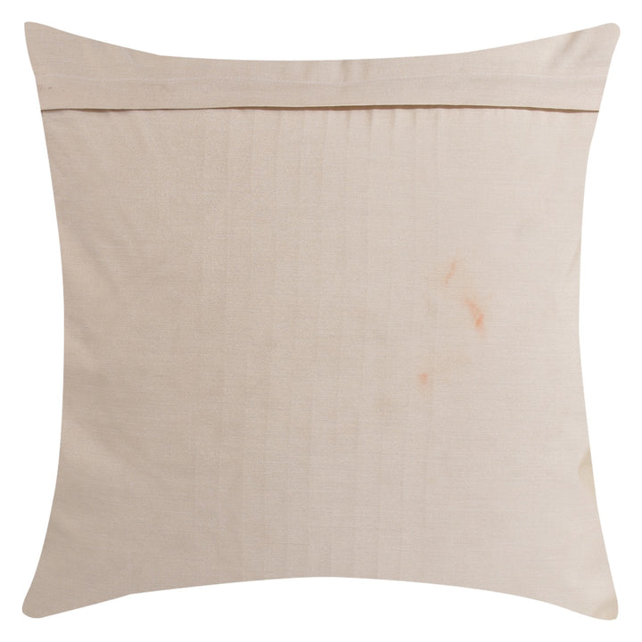 Dilkash Cream Embroidered Blended Silk Quilted Cushion Cover - KHAABKA