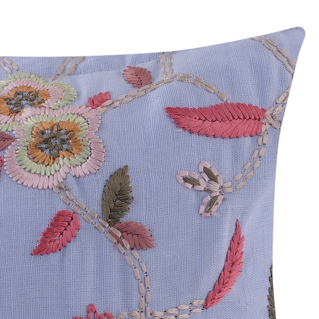 Guldasta Cotton Linen Hand Embroidered Cushion Cover - KHAABKA