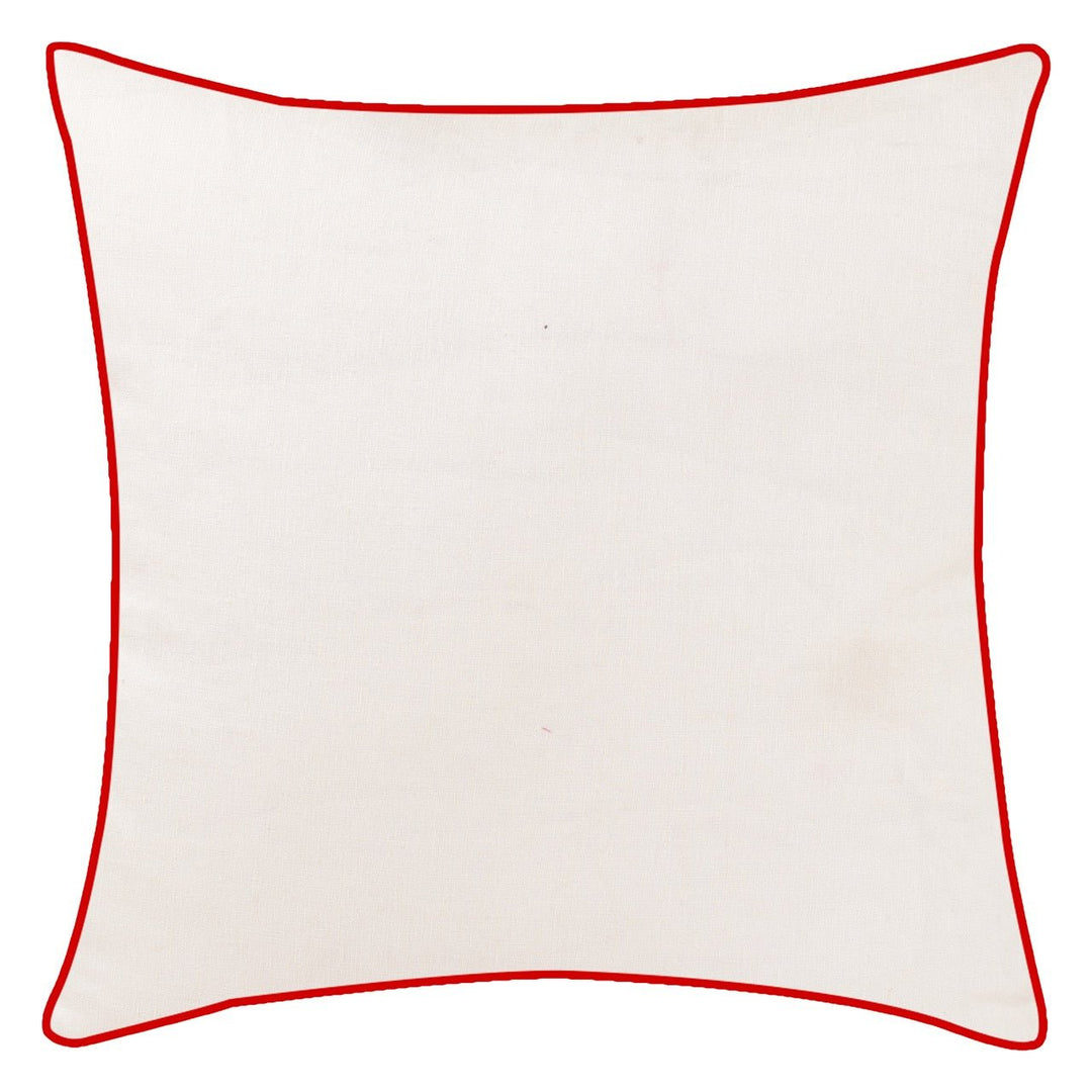 Guldasta Offwhite Cotton Linen Floral Embroidered Cushion Cover - KHAABKA