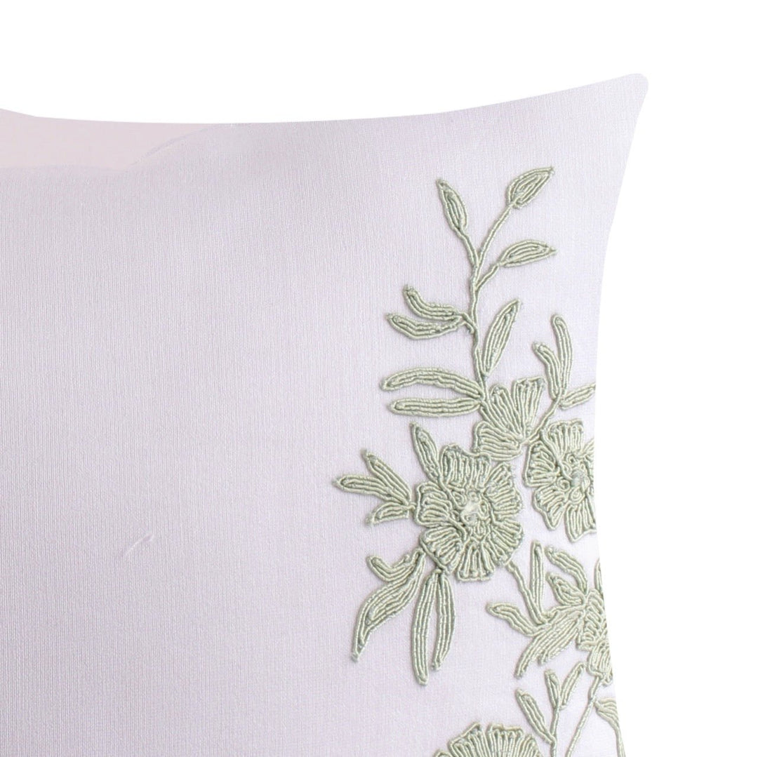 Silkroute Offwhite Silk Peacock Embroidery Cushion Cover - KHAABKA