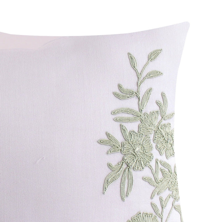 Silkroute Offwhite Silk Peacock Embroidery Cushion Cover - KHAABKA