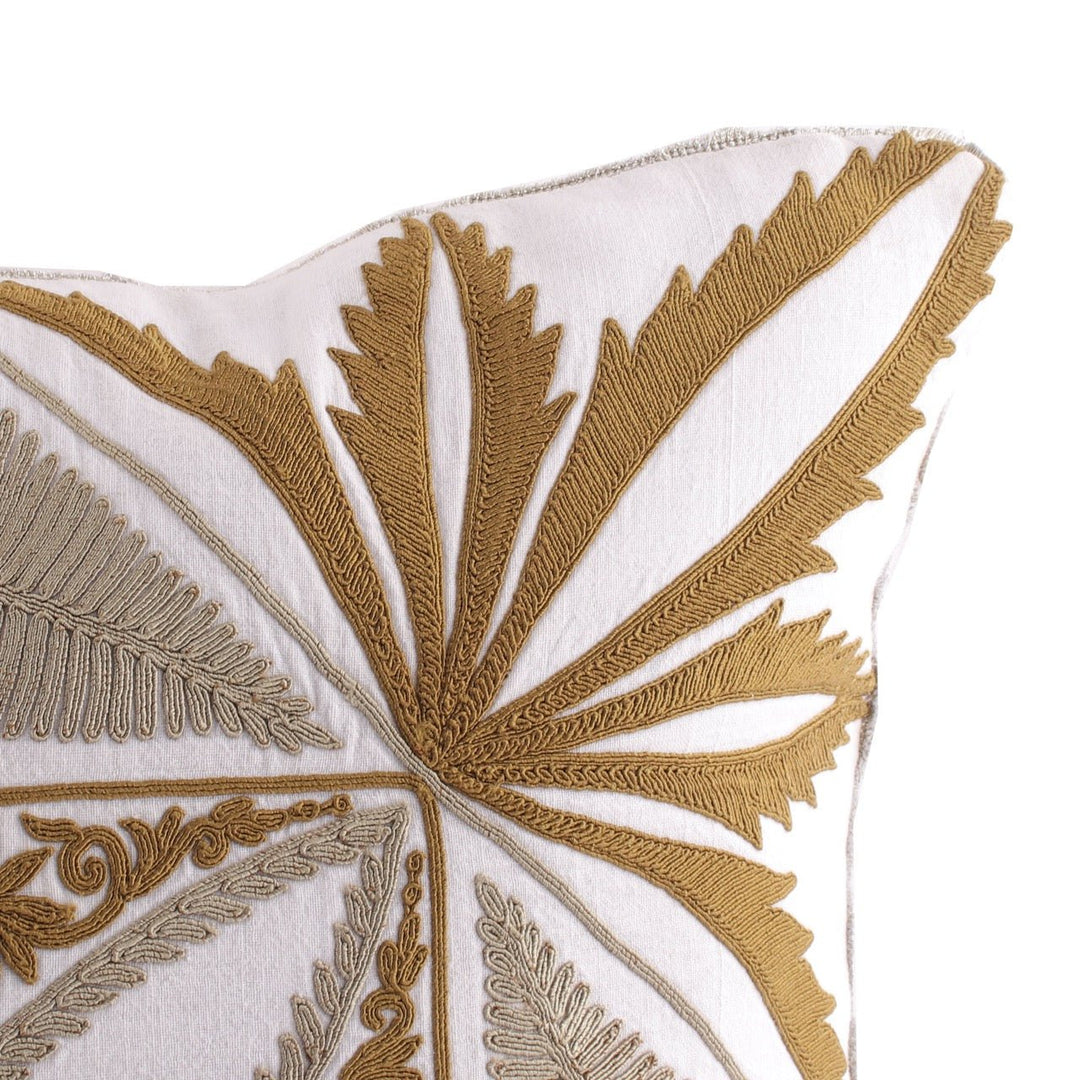 Tehzeeb Mandala Offwhite Cotton Linen Cushion Cover - KHAABKA